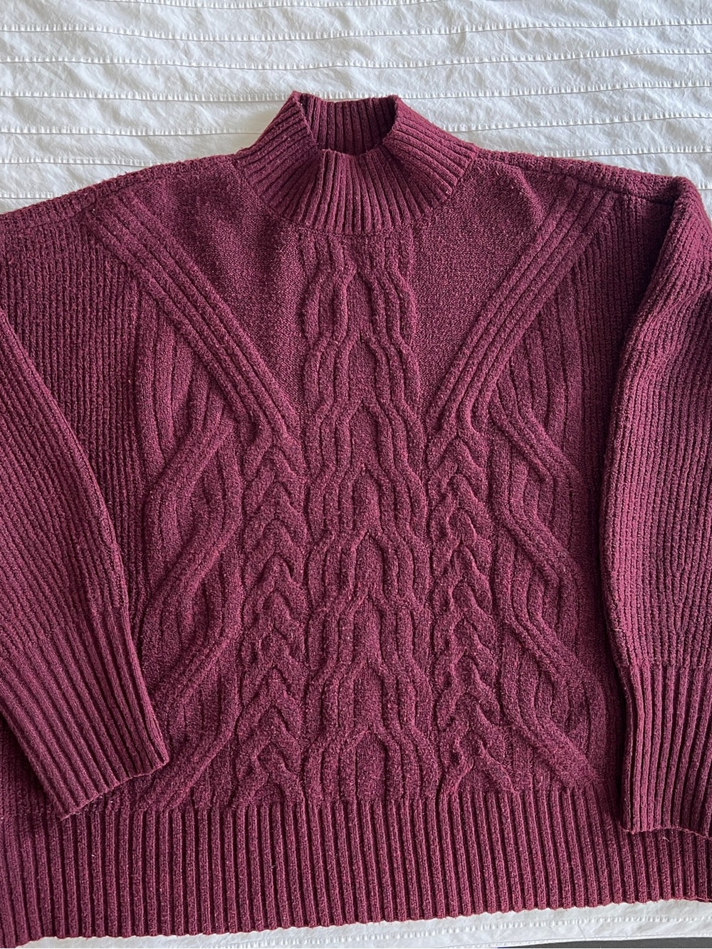 Simply Vera Vera Wang Cable-Knit Mock Turtleneck Sweater — Wine